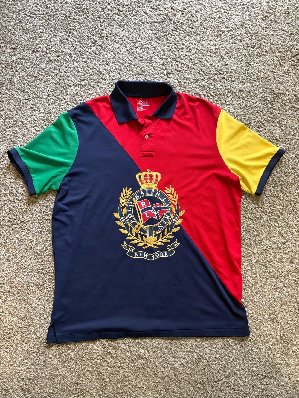Polo by Ralph Lauren Red, Navy, Green & Yellow Crest Polo
